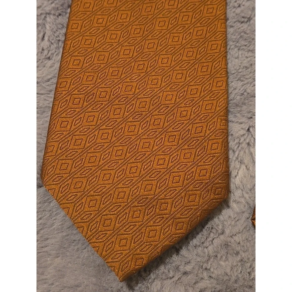 Vintage Towncraft Deluxe Tie Mens Brown Textured Geometric 70s Retro 4